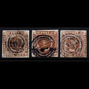 Danmark AFA 1 - 4 RBS Thiele IIIb gulbrun 3 p�ne m�rker