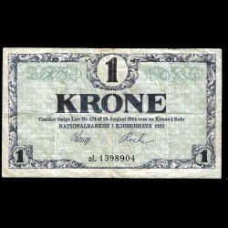 Danmark 1-krone 1921-2L Sieg 117 kval. 1-/VG 