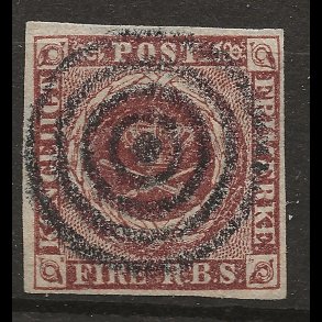 Danmark AFA 1 - 4 RBS Thiele Ia p�nt m�rke med p�nt stumt stempel-1004