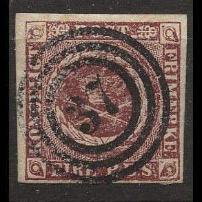 Danmark AFA 1 - 4 RBS Thiele Ia p�nt m�rke med n�sten perfekt nummerstempel 37 Kors�er-1005