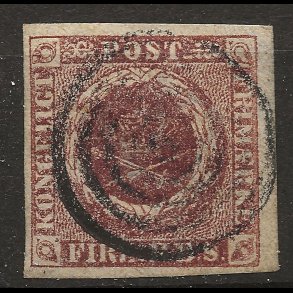 Danmark AFA 1 - 4 RBS Thiele Ia p�nt m�rke med brede rammer svagt stempel-1009