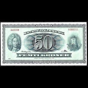 Danmark 50-kroner 1962-A4 Sieg 135 kval. EF/01, flot!!