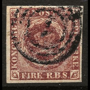 Danmark AFA 1 - 4 RBS Thiele Ia flot m�rke med brede rammer nummerstempel 1 Kj�benhavn-1024