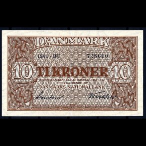 Danmark 10-kroner 1944-BU Sieg 120 kval. AU/0-01, flot!!