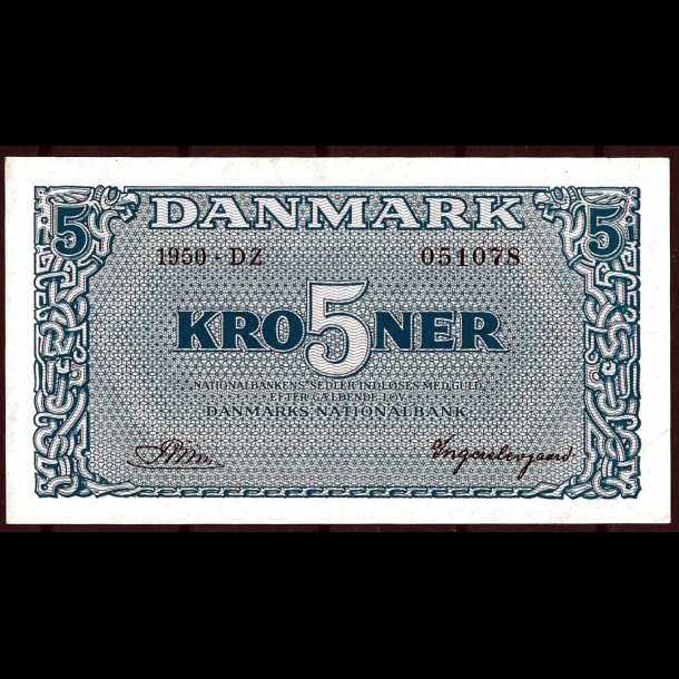 Danmark 5-kroner 1950-D2 Sieg 119 kval. AU/01-0, flot!!