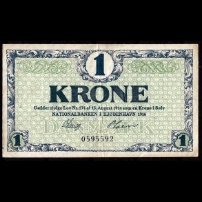 Danmark 1-krone 1916 Sieg 117 kval. AU/01-0, flot!!