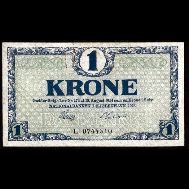 Danmark 1-krone 1918-L Sieg 117 kval. UNC/0 ufoldet, flot!!