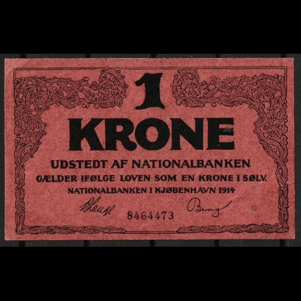 Danmark 1-krone 1914 7 cifre Sieg 115 kval. UNC/0 ufoldet, flot!!