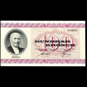 F�r�erne 100-kroner 1969-A0 Sieg 26 kval. AU/0-01 flot!!