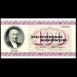 F�r�erne 100-kroner 1975-A0 Sieg 26 kval. UNC/0 ufoldet flot!!