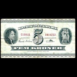 Danmark 5-kroner 1959-C1 Sieg 129 kval. 1+/VF