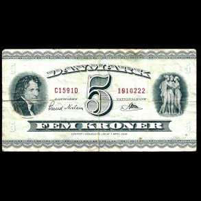 Danmark 5-kroner 1959-C1 Sieg 129 kval. 1+/VF