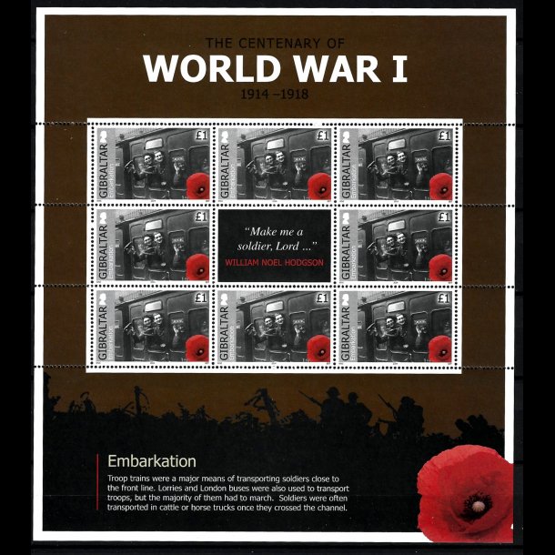 Gibraltar postfrisk World War II komplet 6 ark, se billeder