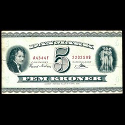 Danmark 5-kroner 1954-A4 Sieg 128 kval. 1+/VF