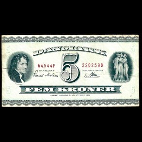 Danmark 5-kroner 1954-A4 Sieg 128 kval. 1+/VF