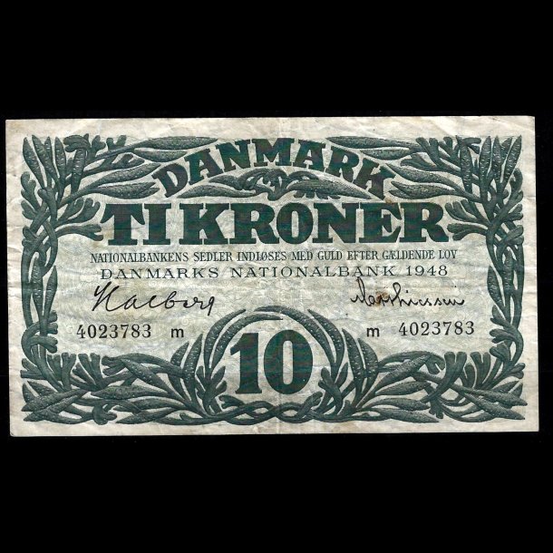 Danmark 10-kroner 1948-m Sieg 122 kval. 1+/VF