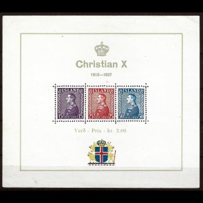 Island AFA 190-192 postfrisk miniark m/svag fold N� se billeder