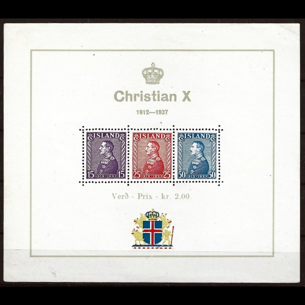 Island AFA 190-192 postfrisk miniark m/svag fold N se billeder