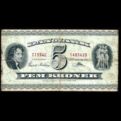 Danmark 5-kroner 1959-C1 Sieg 129 kval. 1-/VG 