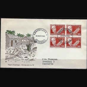 Danmark FDC 4-blok AFA nr. 412