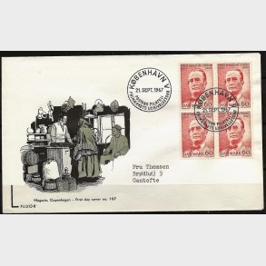 Danmark FDC 4-blok AFA nr. 466
