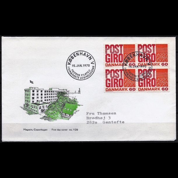 Danmark FDC 4-blok AFA nr. 493