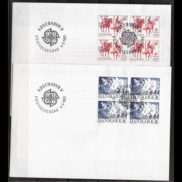 Danmark FDC 4-blok AFA nr. 727-728