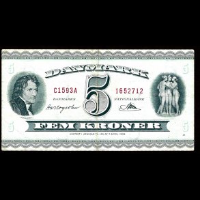 Danmark 5-kroner 1959-C1 Sieg 129 kval. 1+/VF