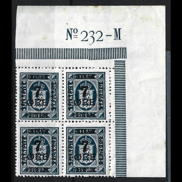 Danmark AFA 166 postfrisk 4-blok m/marginal nr. 232-M AFA kr. 1.500,00