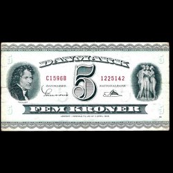 Danmark 5-kroner 1959-C1 Sieg 129 kval. 1+/VF-01/EF