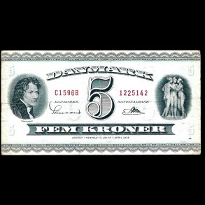 Danmark 5-kroner 1959-C1 Sieg 129 kval. 1+/VF-01/EF