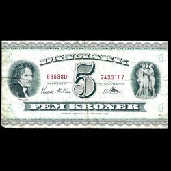 Danmark 5-kroner 1958-B8 Sieg 129 kval. 1-/VG