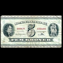 Danmark 5-kroner 1958-B9 Sieg 129 kval. 1-/VG