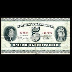 Danmark 5-kroner 1956-B3 Sieg 129 kval. 1-/VG