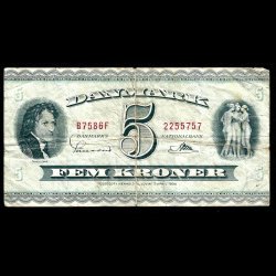 Danmark 5-kroner 1958-B7 Sieg 129 kval. 1-/VG