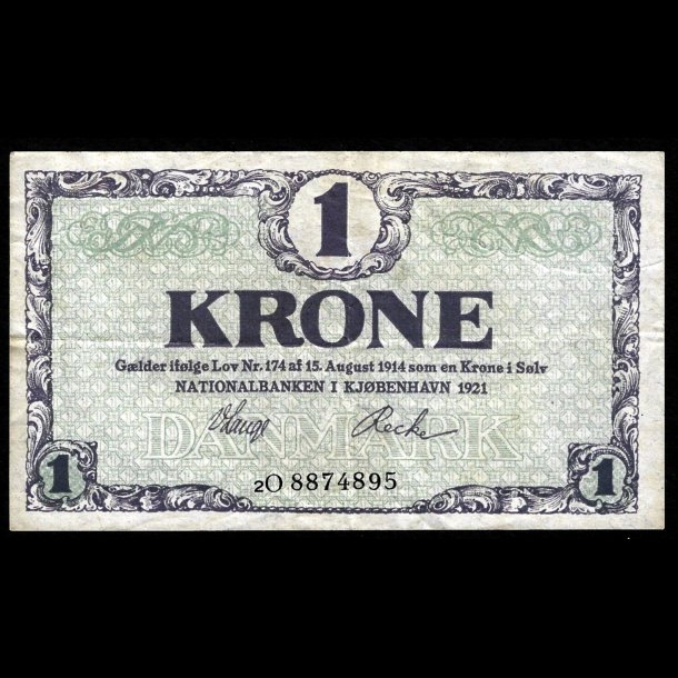 Danmark 1-krone 1921-2O Sieg 117 kval. 1+/VF