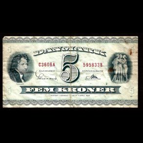 Danmark 5-kroner 1960-C3 Sieg 129 kval. 1-/VG