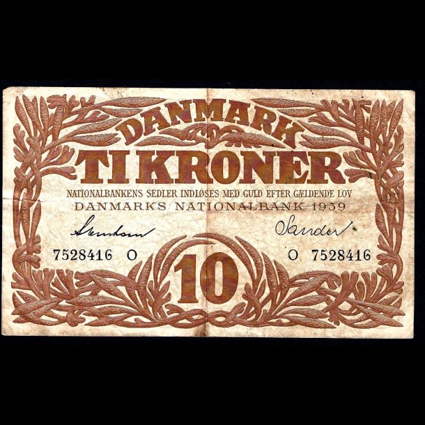 Danmark 10-kroner 1939-O Sieg 105 kval. 1+/VF