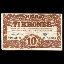 Danmark 10-kroner 1941-Q Sieg 105 kval. 1/F