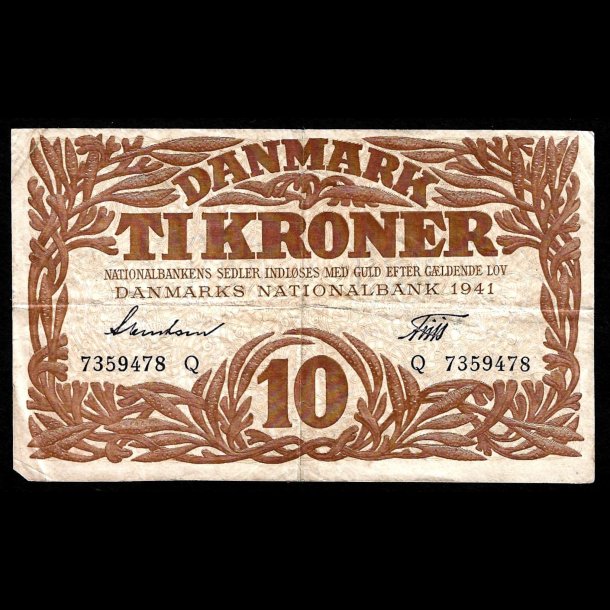 Danmark 10-kroner 1941-Q Sieg 105 kval. 1/F