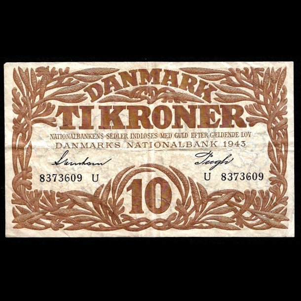 Danmark 10-kroner 1943-U Sieg 105 kval. 01/EF