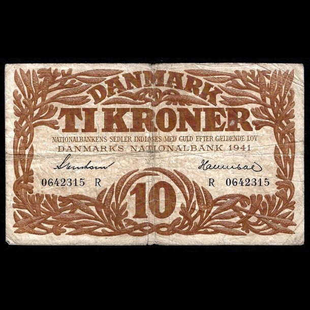 Danmark 10-kroner 1941-R Sieg 105 kval. 1-/VG