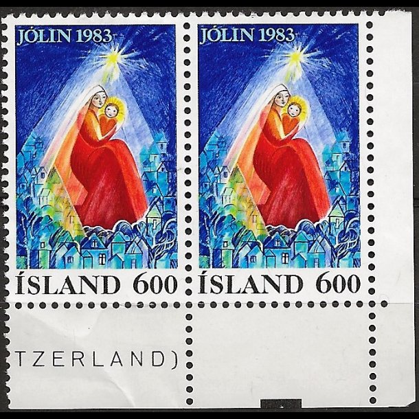 Island postfrisk AFA 607 parstykke