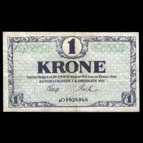 Danmark 1-krone 1921-2O Sieg 117 kval. 01/EF 