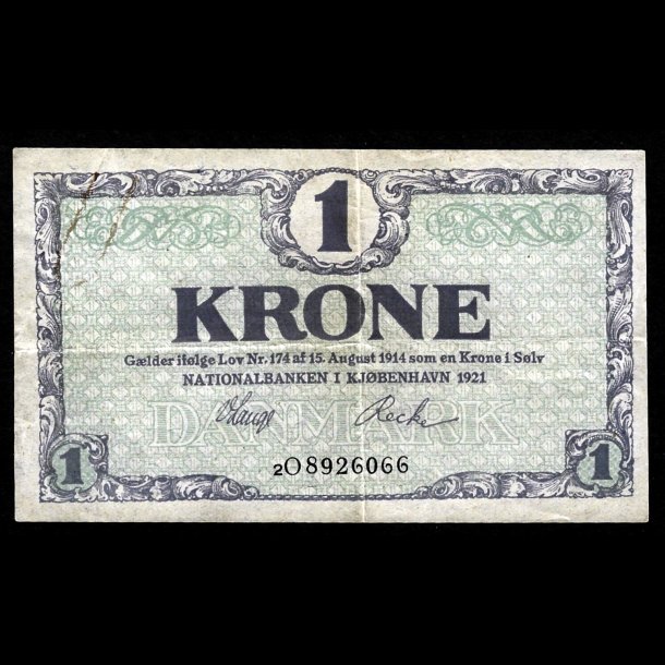 Danmark 1-krone 1921-2O Sieg 117 kval. 01/EF 