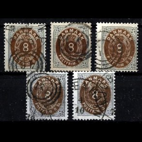 Danmark AFA 19 stemplet 5 p�ne m�rker AFA kr. 3.500,00