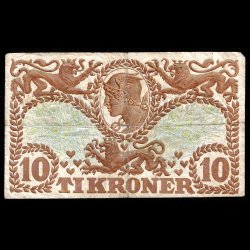 Danmark 10-kroner 1942-S Sieg 105 kval. 1-/VG