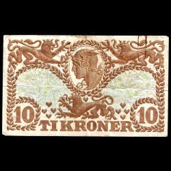 Danmark 10-kroner 1943-T Sieg 105 kval. 1+/VF