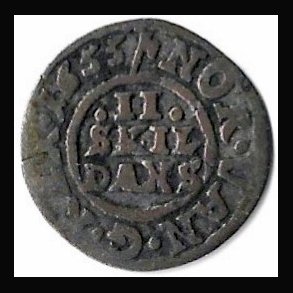 Danmark m�nt 1655, 2 sk., Fr. III, Sieg 13.1, kval. 1- (f)