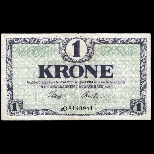 Danmark 1-krone 1921-2O Sieg 117 kval. 01/EF